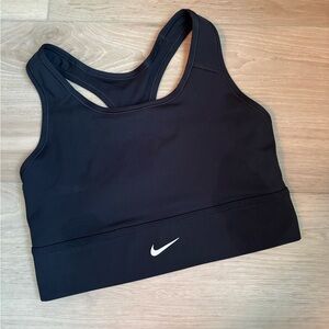 Nike Women's Black Athletic Sports Bra with White Logo Medium
